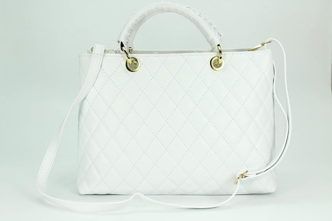 Belli edle italienische Echt Nappa Leder Damentasche Henkeltasche Umhängetasche gesteppt - 34x25x17