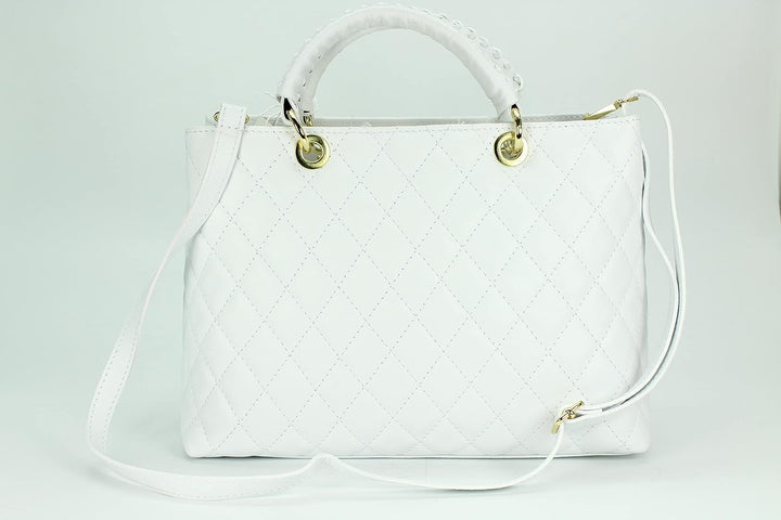 Belli edle italienische Echt Nappa Leder Damentasche Henkeltasche Umhängetasche gesteppt - 34x25x17