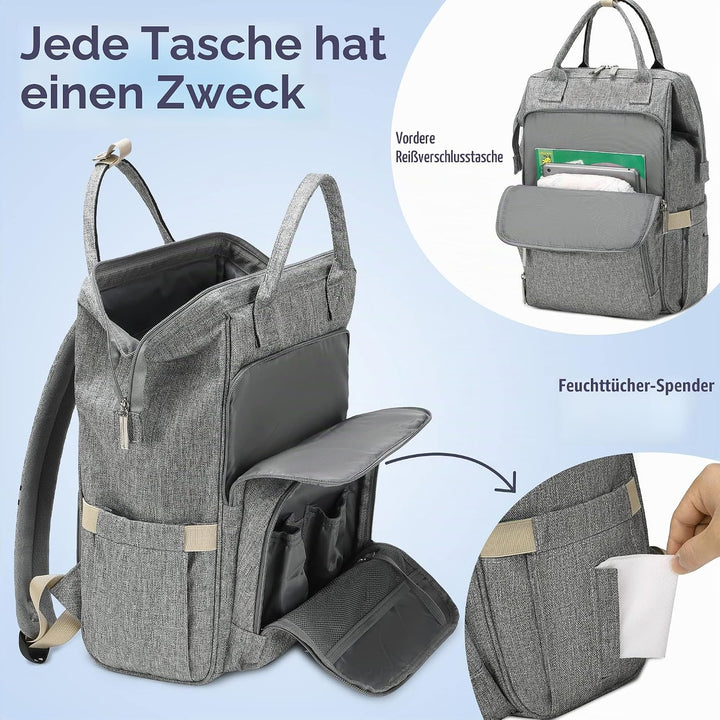 Pomelo Best Baby Wickelrucksack stylische Wickeltasche Rucksack mit Wickelunterlage multifunktional