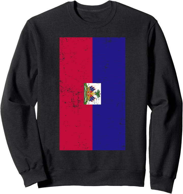 Haiti Caribbean Hispaniola Port-au-Prince Distressed Flag Sweatshirt