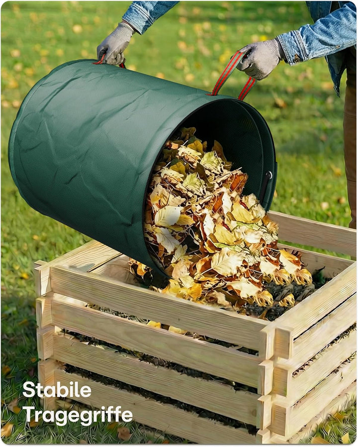 Praknu 3x Gartenabfallsack 300 Liter - Laubsack Mit 4 Reissfesten Griffen - Stabil - Faltbar - Wiede