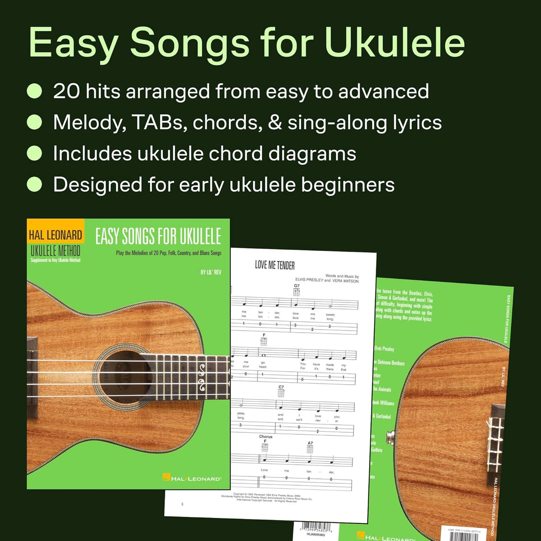 EASY SONGS FOR UKULELE: Hal Leonard Ukulele Method: Ukulele Method Supplement to Any Ukulele Method,