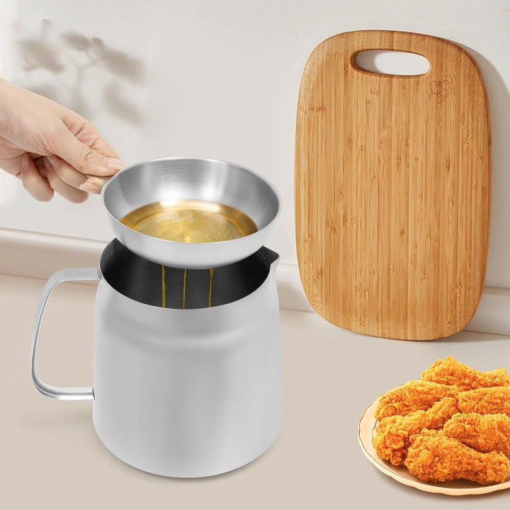 304 Stahl Frittierpfanne Frittiertopf Fritteuse 2L mit Frittierkorb und Ölfilter geeignet für Indukt