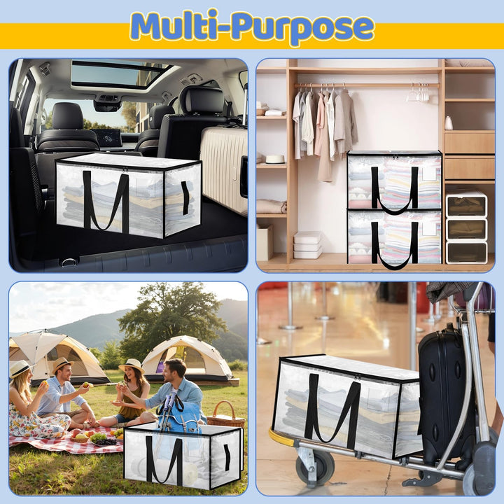 Aufbewahrungstasche 4 Stücke Umzugstaschen, 88L Aufbewahrungstasche Gross Transparente, Aufbewahrung