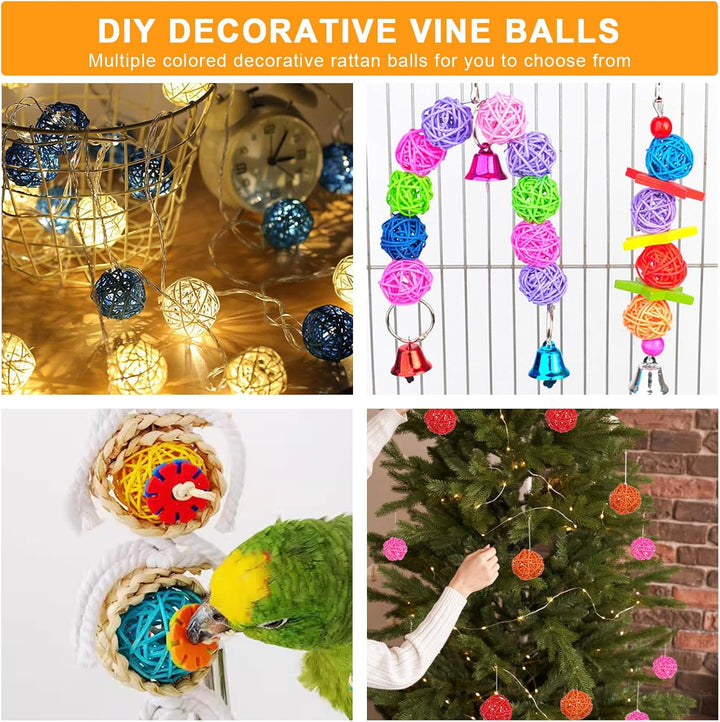 50 Stück Rattanbälle, 3cm Bunte Rattan Kugeln Haltbare Rattan-Kugeln Natürliches Material Sittich Ka