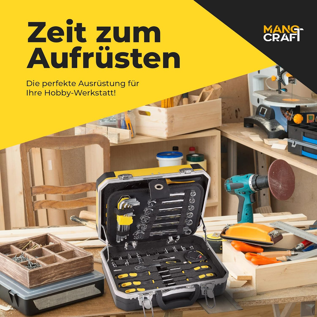 Werkzeugkoffer gefüllt, Premium All-in-One handlicher und rutschfester Werkzeugkasten 100-teilig [fü
