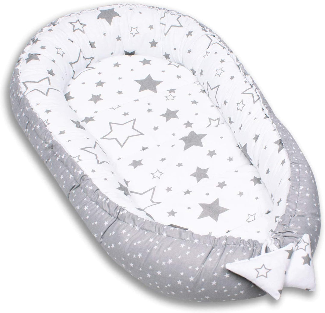 PaLulli Babynest Babynestchen 50x90 cm Babykokon, 2seitig, 100% Baumwolle, Nestchen für Babybett, Ku