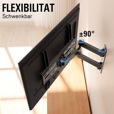 TV Wandhalterung Schwenkbar Neigbar Ausziehbar, Fernseher Wandhalterung für 26-60 Zoll Flach & Curve