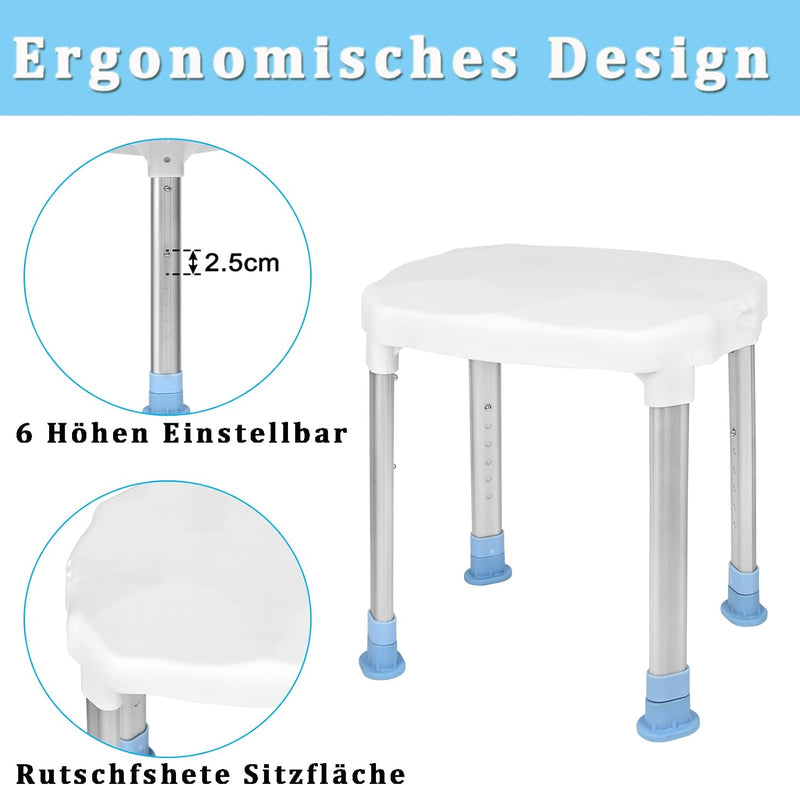 YRHome Duschhocker Duschstuhl Anti-Rutsch Badhocker Höhenverstellbar Duschhilfe Duschsitz Badhocker