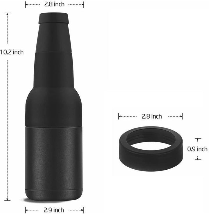 Vakuumisolierte doppelwandige Bierflasche und Dosenkühler aus Edelstahl mit Bieröffner als Geschenk