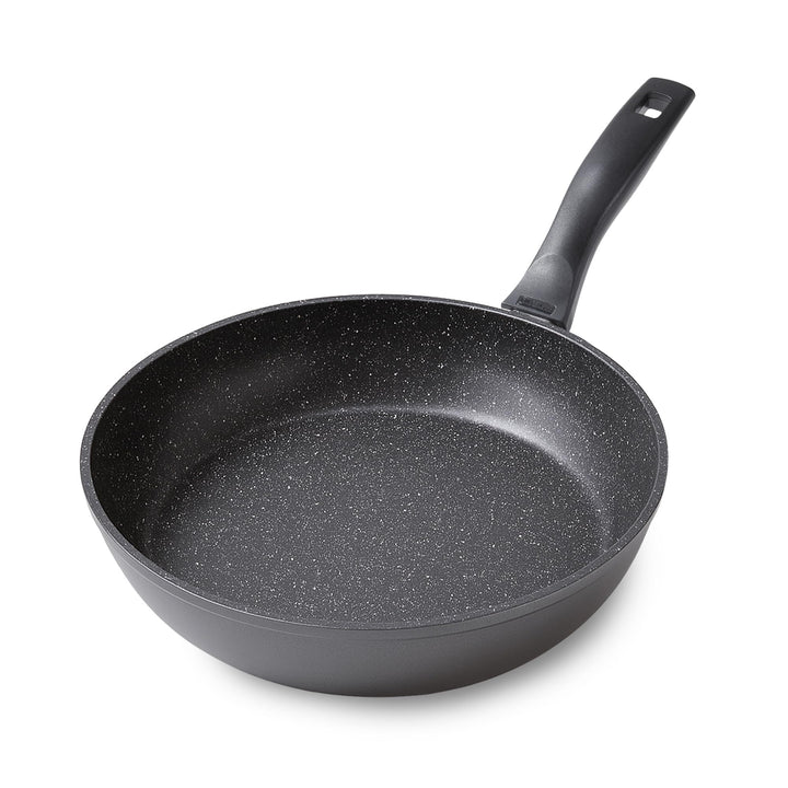 Stoneline Schmorpfanne 24 cm hoher Rand, Aluguss, Schmorpfanne beschichtet mit echten Steinpartikeln