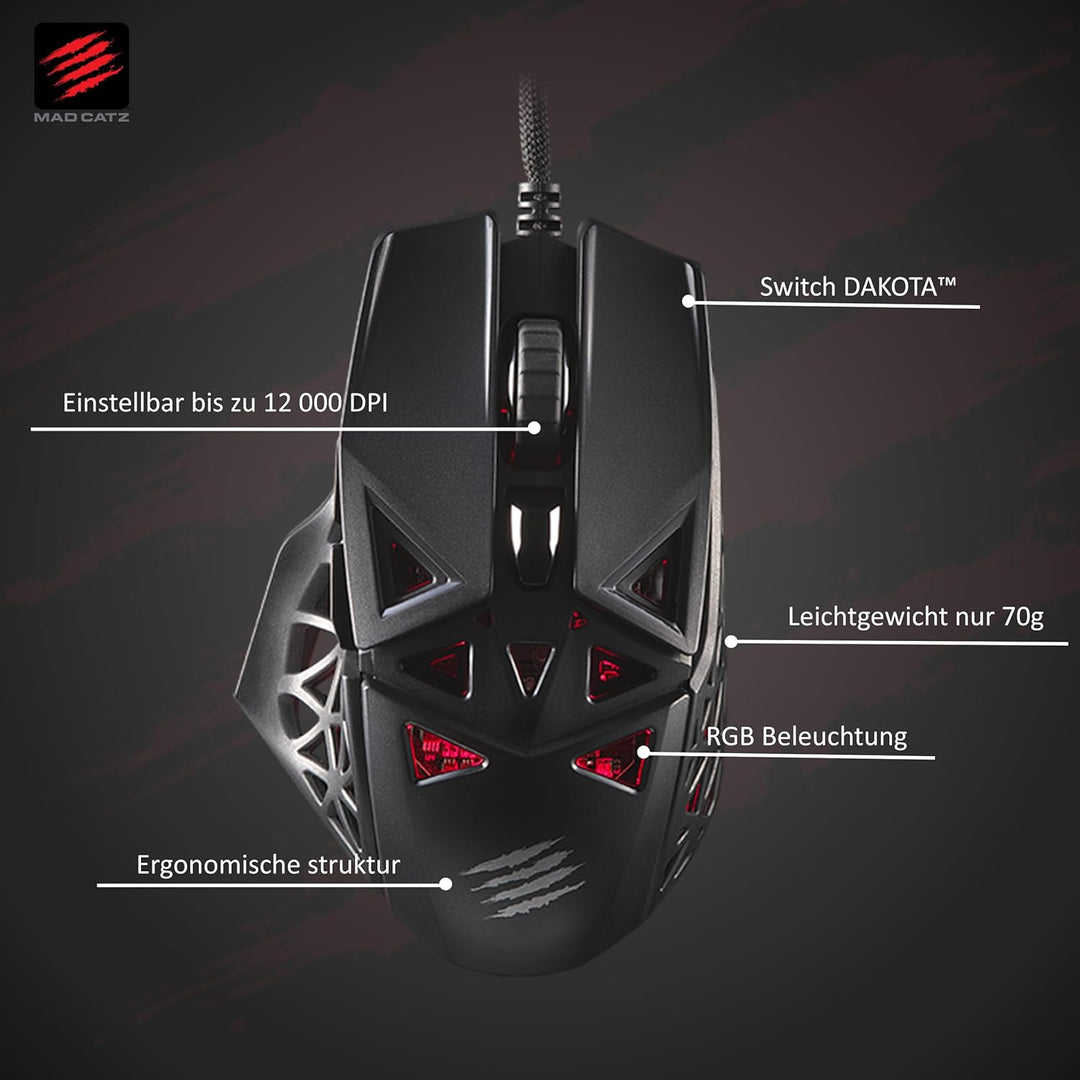 Madcatz MM04DCINBL000-0 Kabelgebunden Gaming-Maus Optisch Ergonomisch Schwarz M.O.J.O. Leichtgewicht