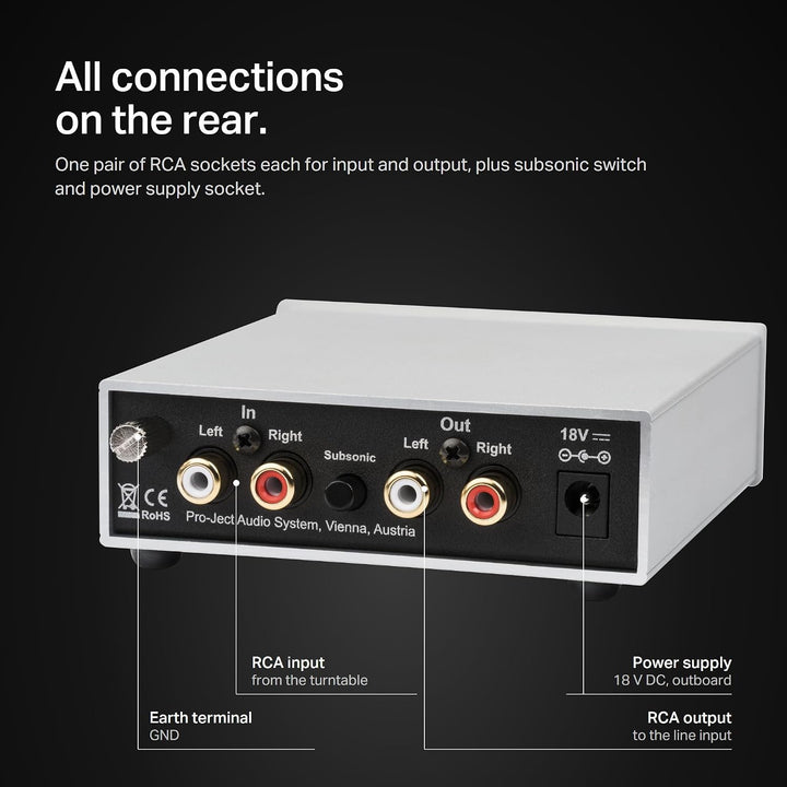 Pro-Ject Phono Box S2, „Best Buy“ MM/MC Phono Vorverstärker (Schwarz), Schwarz