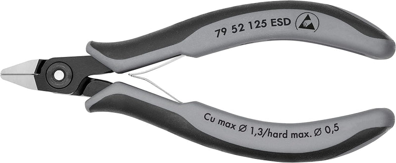 Knipex Präzisions-Elektronik-Seitenschneider ESD brüniert, mit Mehrkomponenten-Hüllen 125 mm 79 52 1