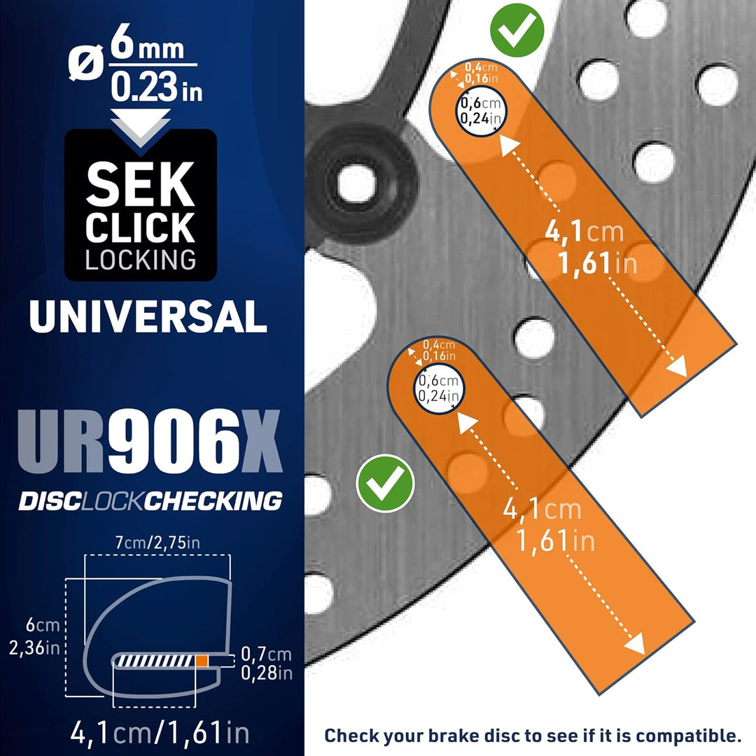 URBAN UR906X Bremsscheibenschloss Alarm 120dB ON/OFF Optionale Aktivierung, Austauschbares Modul, La