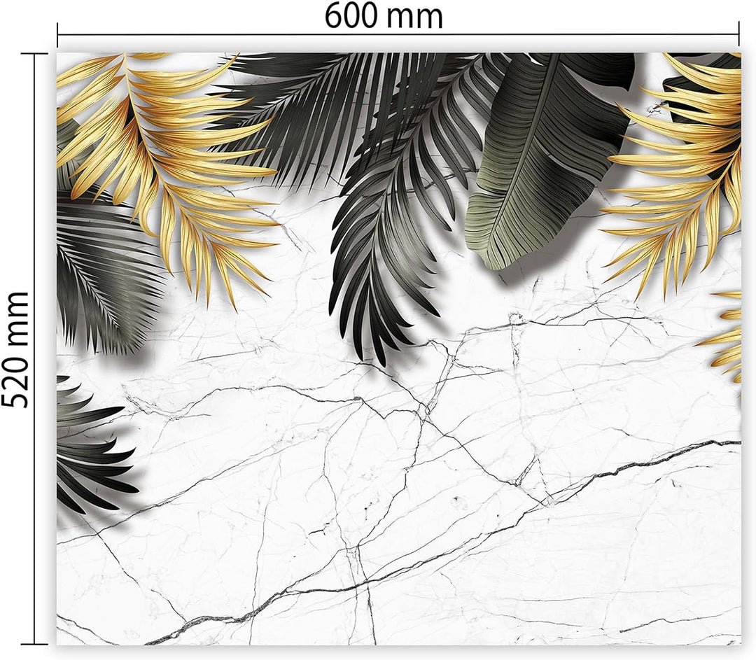 SmartDecoration Herdabdeckplatte Ceranfeldabdeckung aus Glas 60x52 cm Einteilig Motiv "Marmor" Weiss