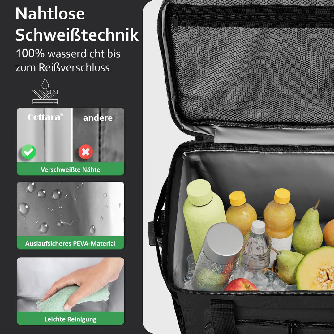 Faltbare Kühltasche gross 30L wasserdicht +12h Frische extra stark isolierte Kühltasche faltbar – Kü