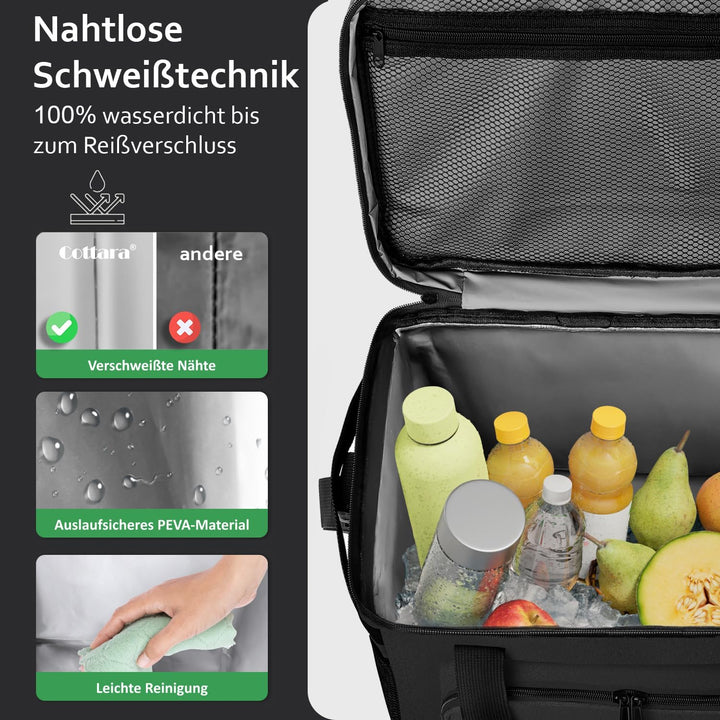 Faltbare Kühltasche gross 30L wasserdicht +12h Frische extra stark isolierte Kühltasche faltbar – Kü