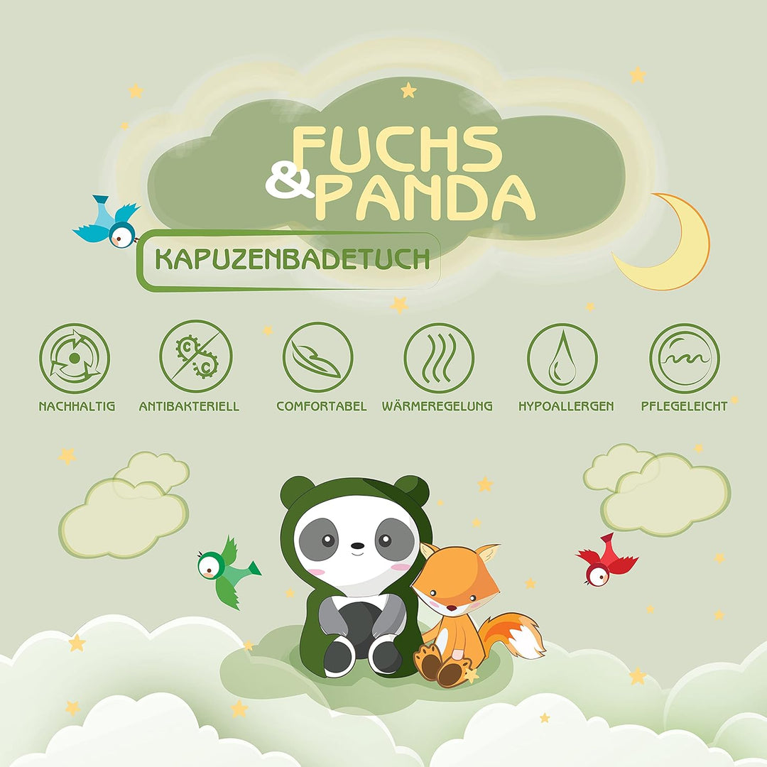 ® Kapuzenhandtuch Baby EXTRA dick, warm & weich | 75x75cm Babyhandtuch mit Kapuze 100% Bambus | Baby
