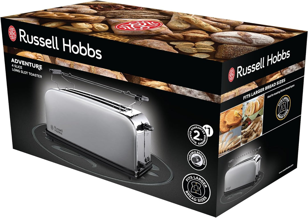 Russell Hobbs Toaster [2-Schlitz-Langschlitz für 4 Scheiben / 2 breite Brotscheiben] Adventure Edels