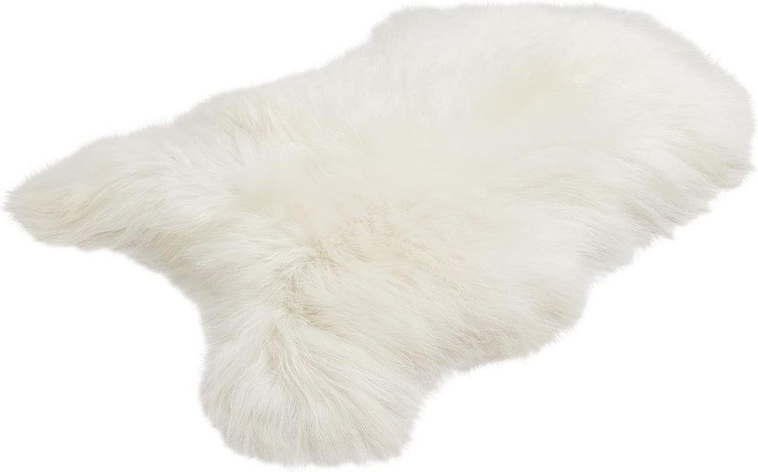 Cakla Lammfell Echt 100-110 cm - Schaffell Echt Gross - Fellteppich Weiss - Weich und Flauschig - Fe