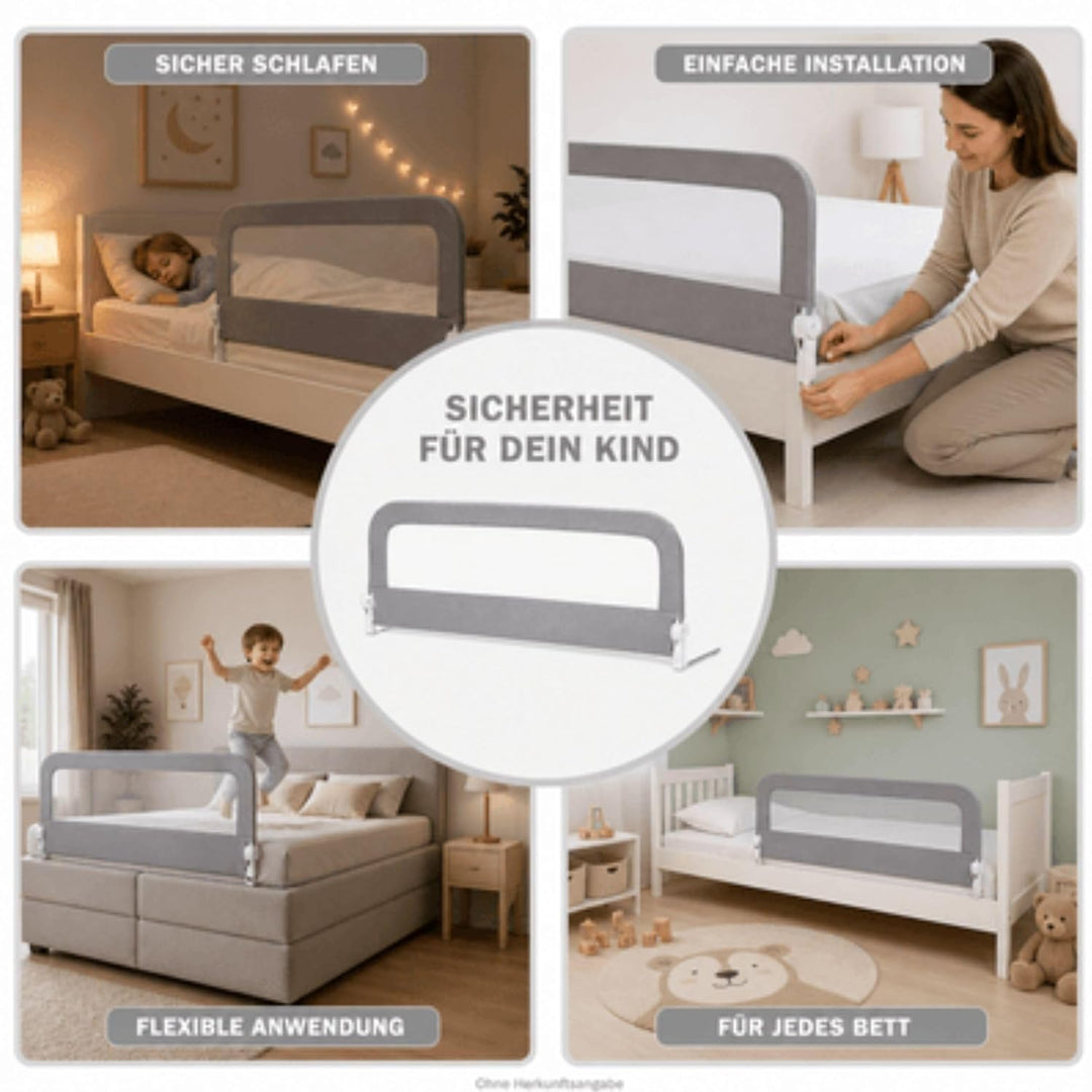 Fillikid Bettschutzgitter Exclusiv | Rausfallschutz Kinder 150 cm x 60 cm | Kinder-Bettgitter rutsch