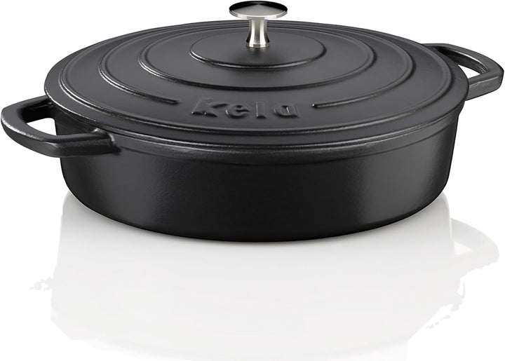 kela Bräter Gusseisen rund 3,2 Liter, Dutch Oven CALIDO, Induktion Gussbräter mit Deckel, Gusseisen