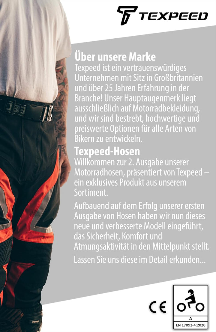 Texpeed Motorradhose Mit Protektoren Herren - Textil Wasserdicht Motorroller Motorrad Bikerin Mit Sc