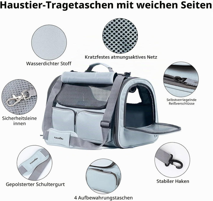 FUKUMARU Transportbox Katze, Faltbare Katzentransportbox, Transportbox Hund mit Reisetasche, Transpo