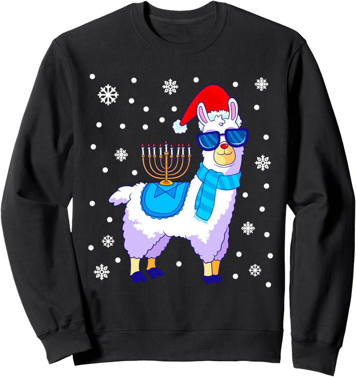 Chanukka Lama Menorah Alpaka Santa Hut Weihnachten Chanukka Sweatshirt