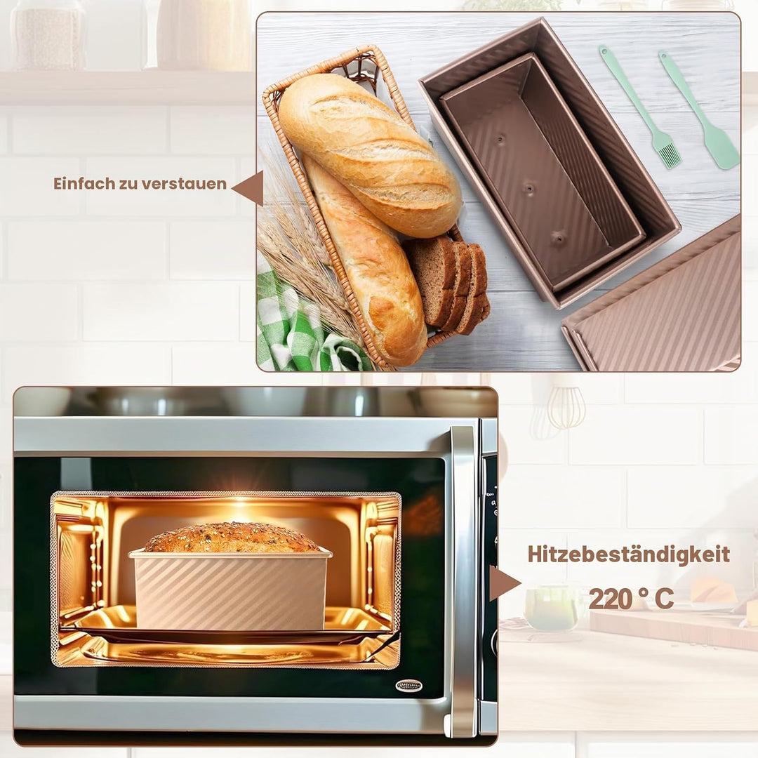 Brotbackform mit Deckel, Rechteckig Roségold, Toastbrot Backform Set,Toast Brot Backform Set,4PCS An
