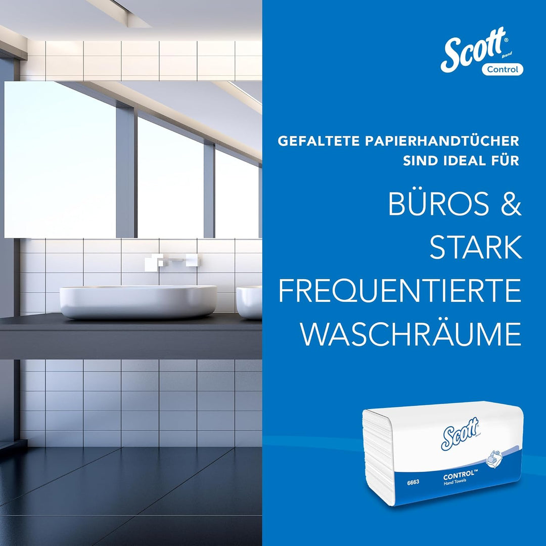 Scott Control Falthandtuch mit Interfold Faltung 6663 – Papierhandtücher mit V-Faltung – 15 Packunge
