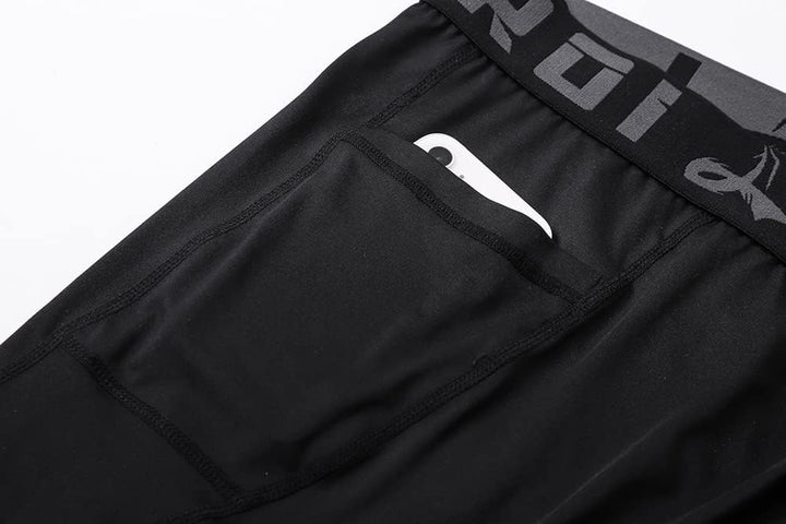 LAFROI YSK08 schnelltrocknende Kompressions-Leggings mit Taillenbund für Herren S Pocket black X3, S