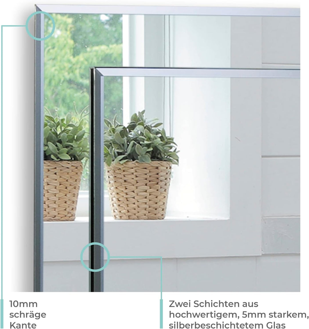 Badezimmerspiegel, Badspiegel, Wandspiegel, Spiegel, Zwei Schichten aus Glas rechteckig - Schöne Qua