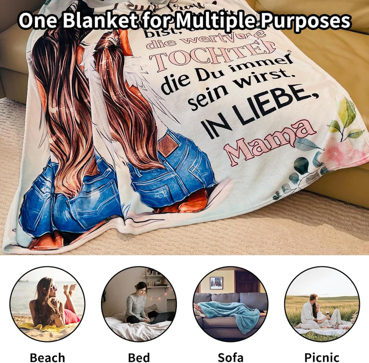 Kuscheldecke Brief an Meine Tochter - Super Weiche Flanelldecke für Sofa, Positive Ermutigung von Mu