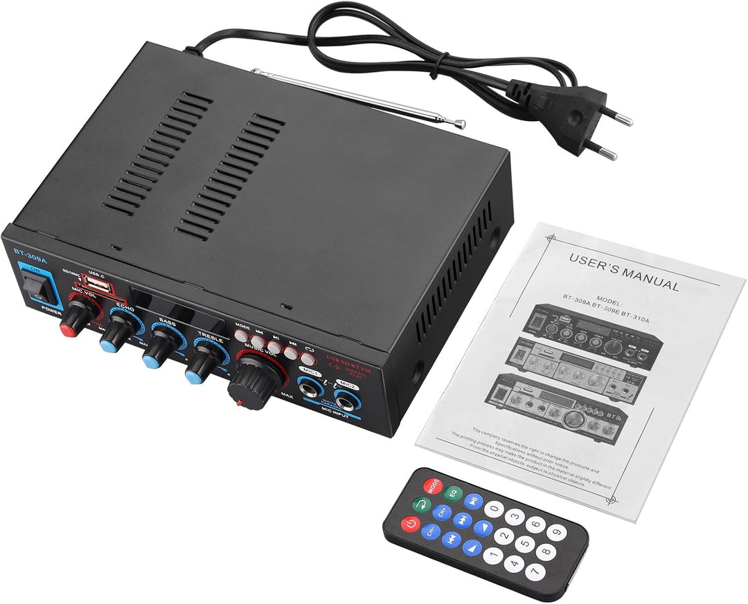 PROZOR Bluetooth Verstärker HiFi Stereo 40W+40W 12V 220V Verstärker Auto mit Bluetooth Radio 2 Kanal