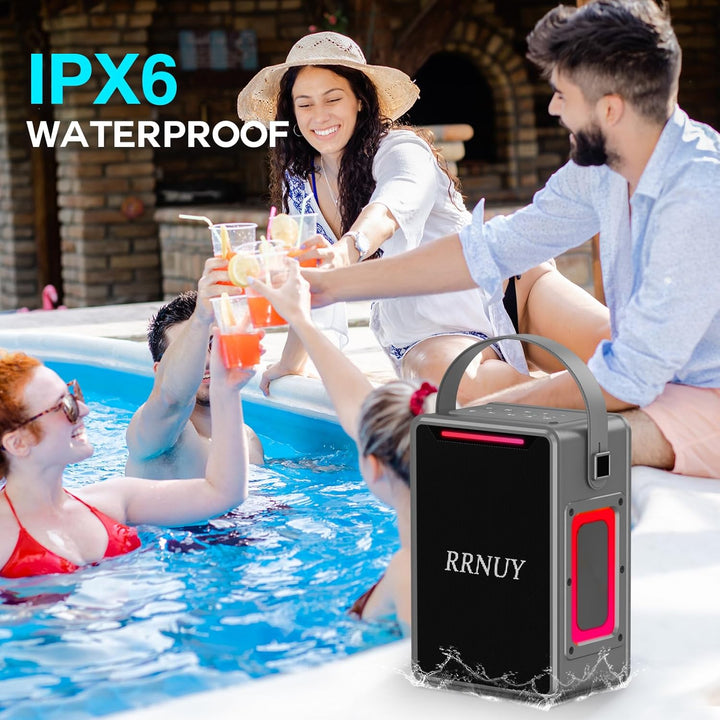 Tragbarer Bluetooth Lautsprecher 60W, IPX6 wasserdichter kabelloser Speaker mit kräftigem Bass, TWS