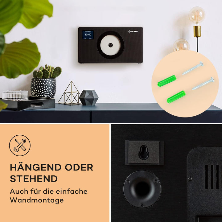 Auna Radio für Küche & Bad, DAB Radio mit CD Player zur Wandmontage, DAB Plus mit Bluetooth, DAB/DAB