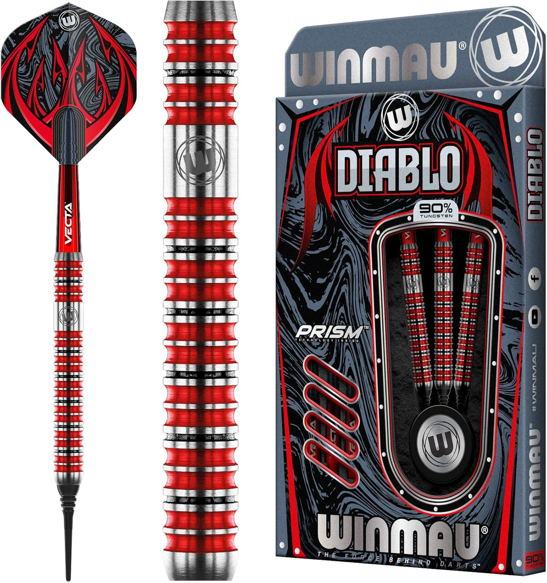 WINMAU Diablo Profi Softip Wolfram Dartpfeile mit Flüge und Stiele (Wellen) 20g Parallel, 20g Parall