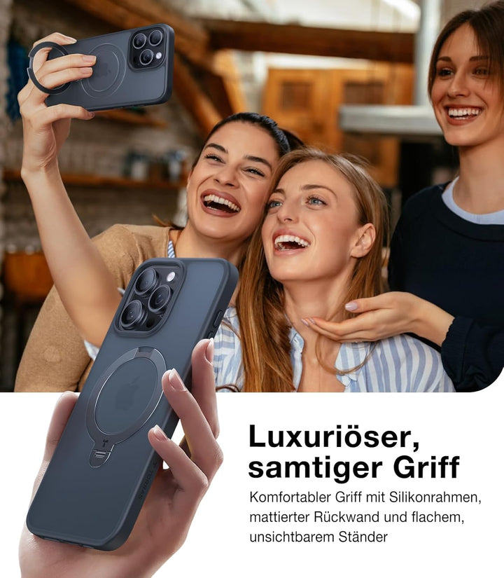 TORRAS 360° Ostand Spin für iPhone 14 Pro Max Hülle (Magnetischer Robust Standring) Militärschutz, M