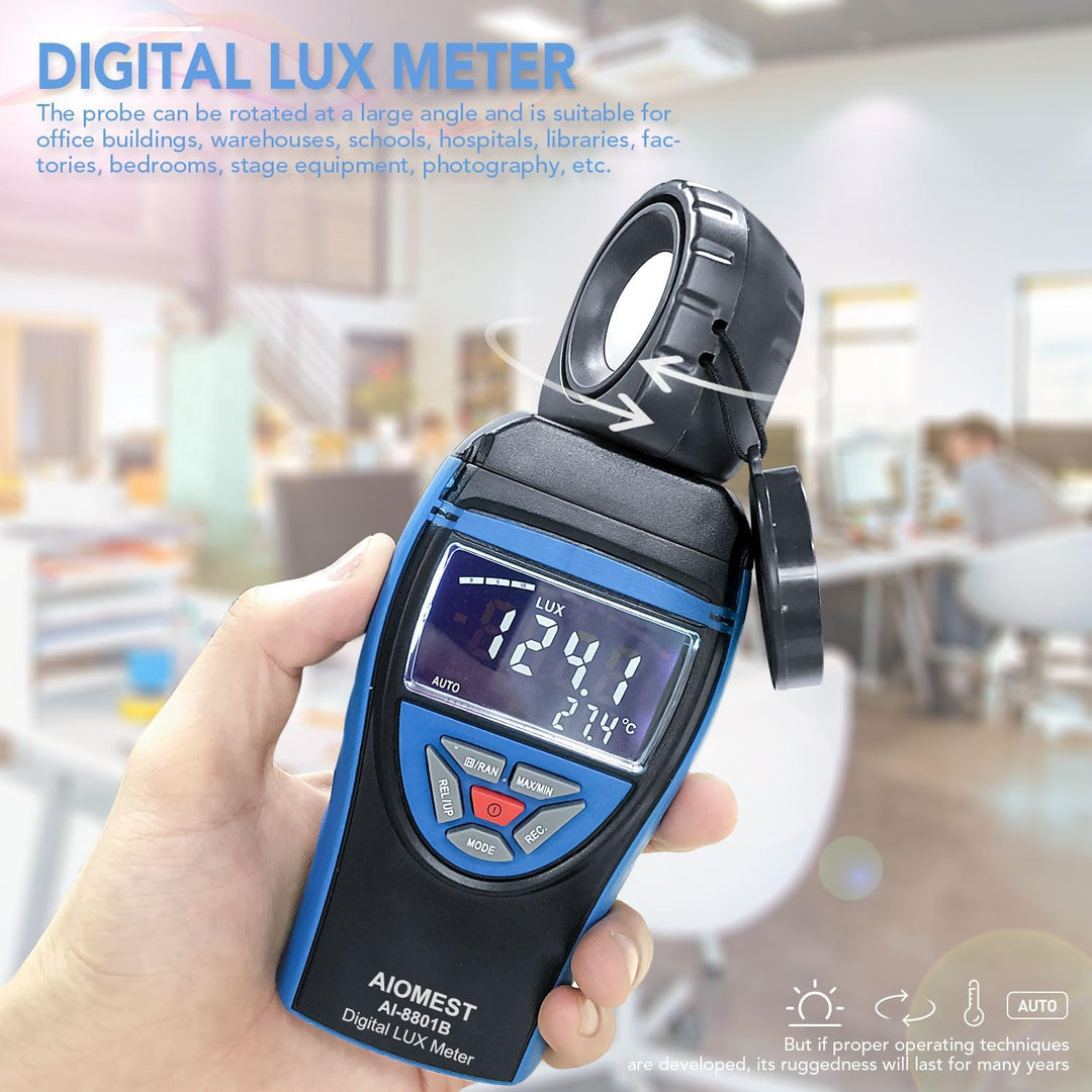 AIOMEST Digital Luxmeter Tragbare, Photometer Belichtungsmesser 0,1~400,000 Lux mit Daten halten, 27