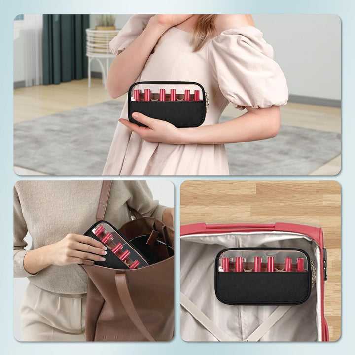 Yarwo Nagellack Organizer Tasche für 12 Flaschen, Kleine Nagellack Aufbewahrung mit Sichtfenster, Tr