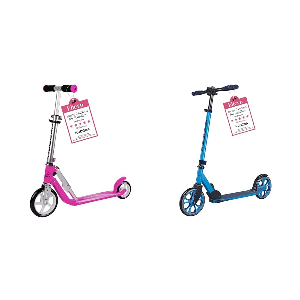 HUDORA Little BigWheel Scooter - Sicherer Aluminium-Roller für Kinder ab 3 Jahren - Höhenverstellbar