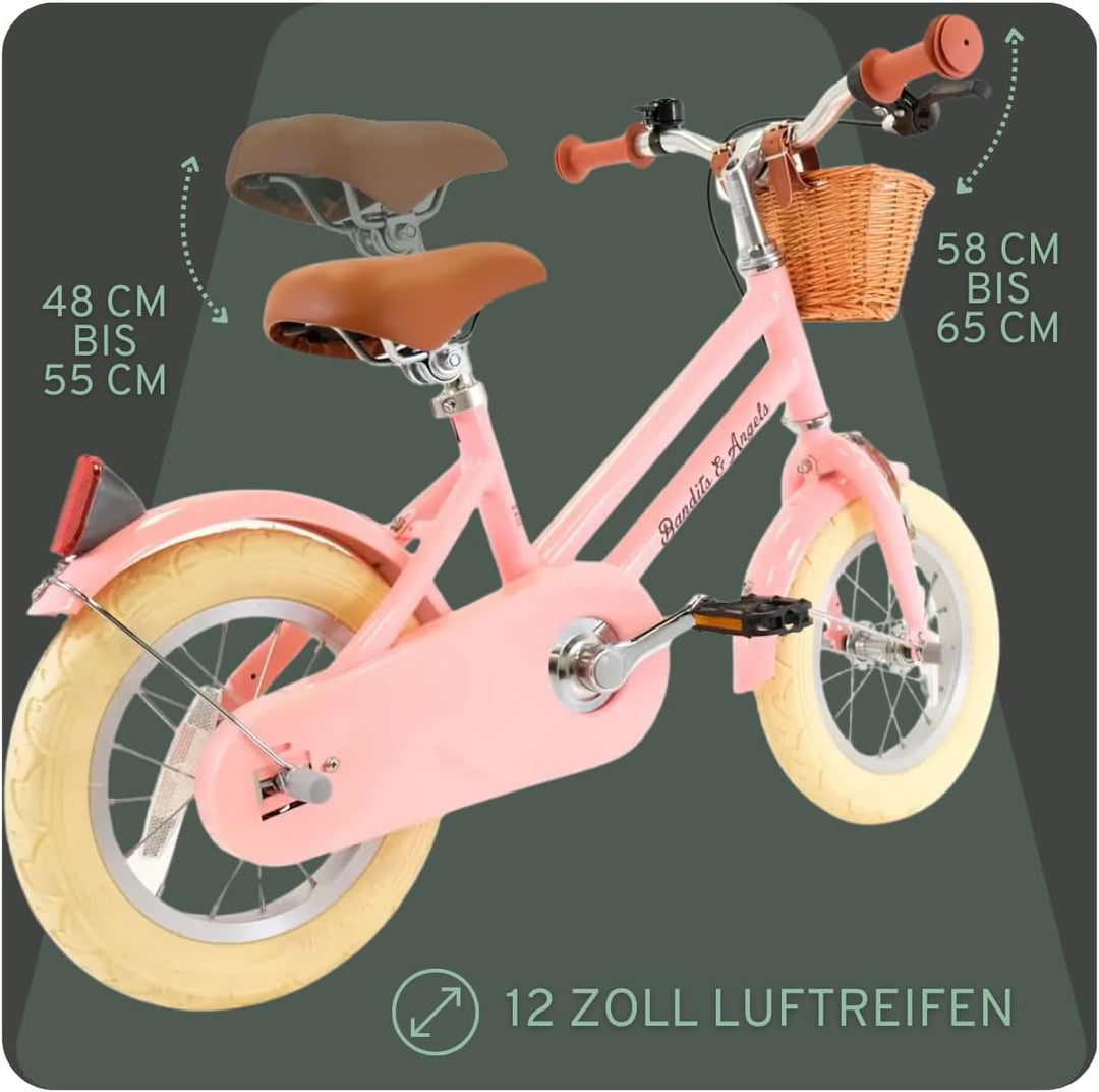Bandits and Angels Kinderfahrrad Retro Rider 12 Zoll Rosa, Rosa