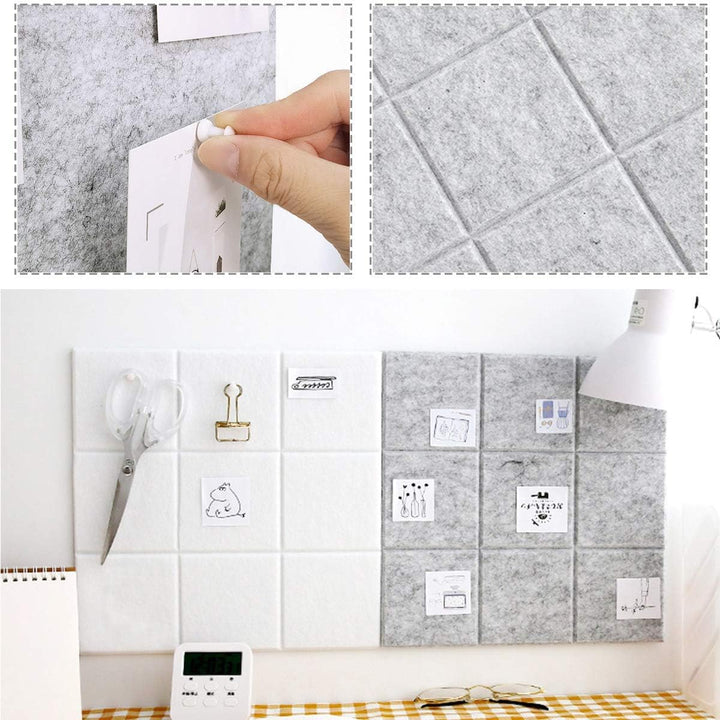 Uoisaiko Grosse Filz Pinnwand Selbstklebend mit 30 Pinnnadeln, 6 Stück 30x30cm Filzboard Memotafeln