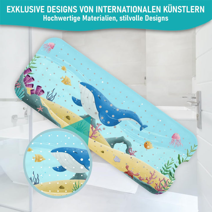 arteneur® - Badewannenmatte 100x40 cm Tiefsee Tango | Badematte rutschfest | Inkl. Aufhängung | Schi