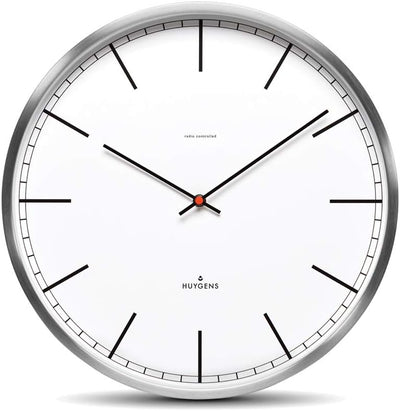 Huygens One Index 35cm Wanduhr aus Edelstahl Funkfernsteuerung Uhrwerk CET