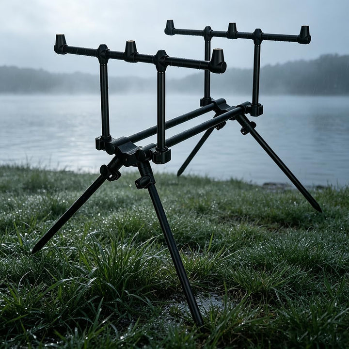 Hirisi Tackle Rod Pod Rutenhalter – 3 Ruten oder 2 Ruten wählbar, – Aluminium Rutenständer mit Tasch