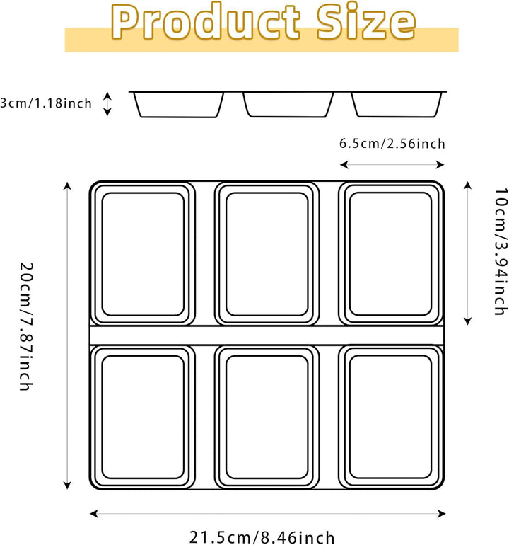 Mini-Kastenformen mit 6 Vertiefungen, antihaftbeschichtete quadratische Brotbackform, Brownie-Backbl