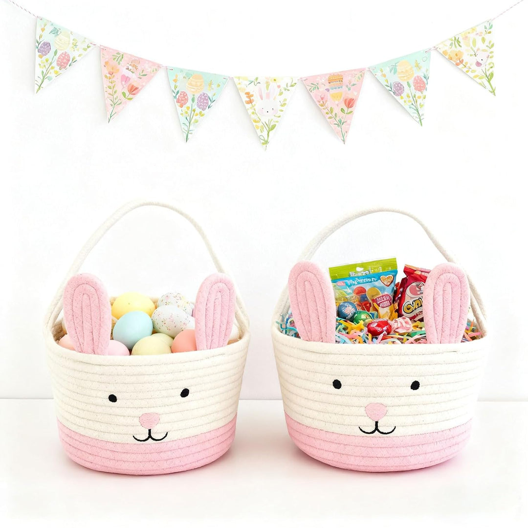 Osterkorb, Osterhasenkorb mit Griff, Osterkörbe für Kinder, Baby-Geschenkkorb, Eiereimer, Geschenke,
